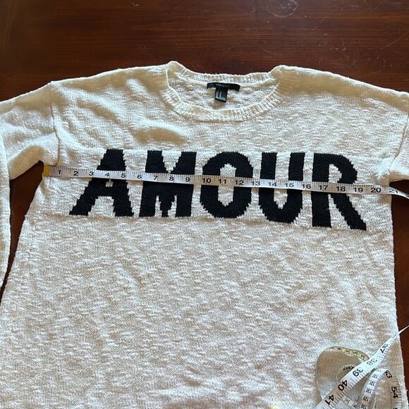 Forever 21 White “AMOUR” Slouchy Knit Sweater Size Medium Comfy - Picture 7 of 8